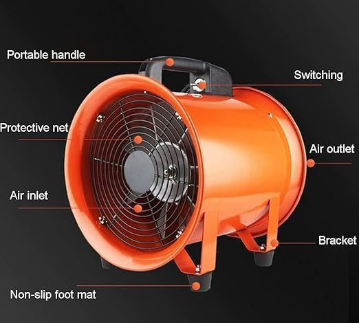 12 Inch Kitchen Ventilation Fan - 2800r/min High-Speed Exhaust Fan | Portable Vent Blower with Carrying Handle |