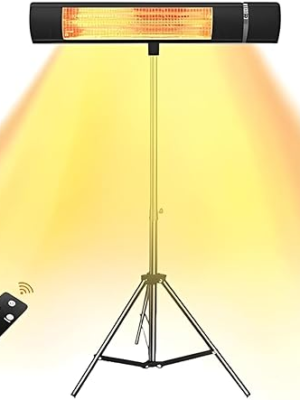 51Cwp7H-oUL._AC_SX522_ 1500W Electric Tripod Patio Heater | Infrared Indoor & Outdoor Radiant Heater | Remote Control Included | Height Adjustable Tripod Stand | Instant Heat | IP34 Waterproof | Black