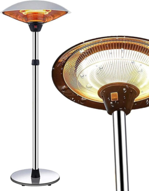 2100W Outdoor Free Standing Electric Patio Heater, With 3 Power Settings Freestanding Heaters For Indoor Outdoor Garden, Height Adjustable,Waterproof Rainproof Home Infrared