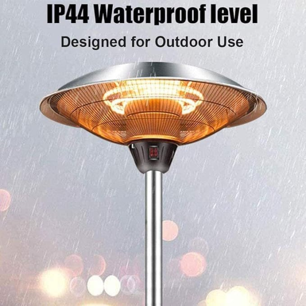 2100W Outdoor Free Standing Electric Patio Heater, With 3 Power Settings Freestanding Heaters For Indoor Outdoor Garden, Height Adjustable,Waterproof Rainproof Home Infrared