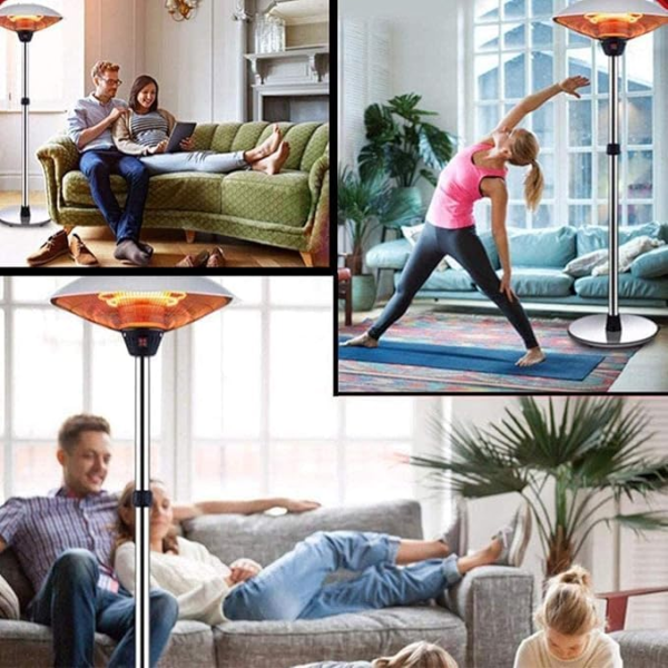 2100W Outdoor Free Standing Electric Patio Heater, With 3 Power Settings Freestanding Heaters For Indoor Outdoor Garden, Height Adjustable,Waterproof Rainproof Home Infrared