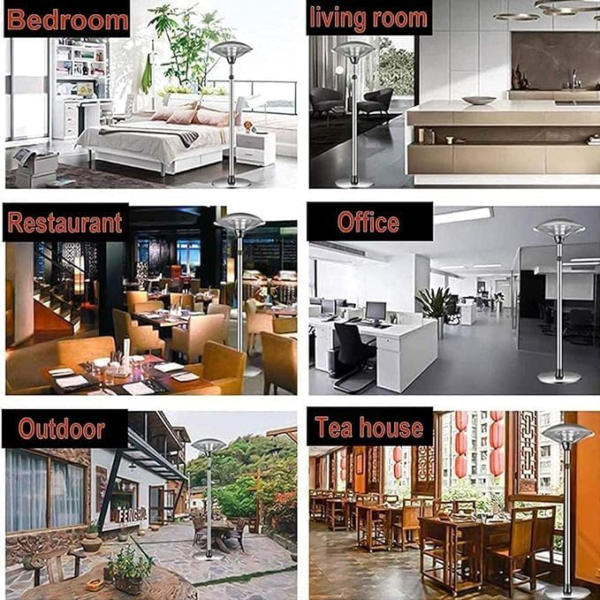 2100W Outdoor Free Standing Electric Patio Heater, With 3 Power Settings Freestanding Heaters For Indoor Outdoor Garden, Height Adjustable,Waterproof Rainproof Home Infrared