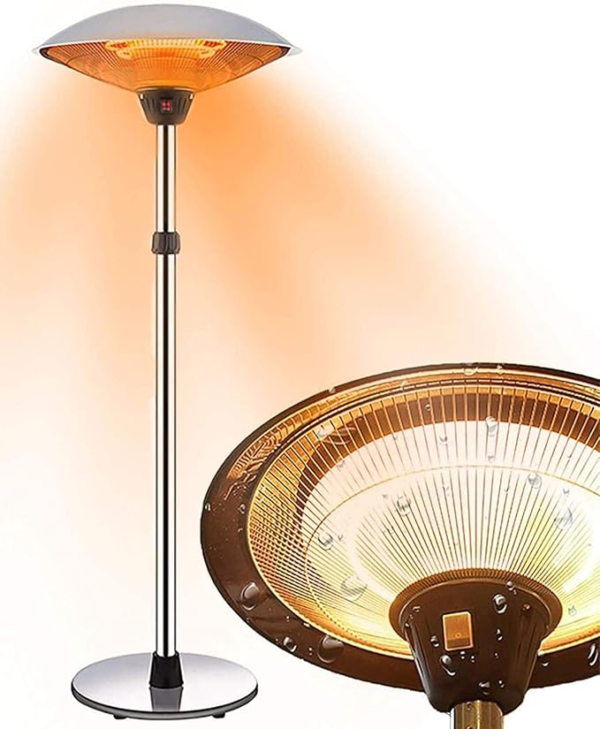 3000W Outdoor Garden Heater, Electric Patio Heater, Quiet Operation, Dust Waterproof IP44, 3 Power Settings, 160 210cm Height Adjustable