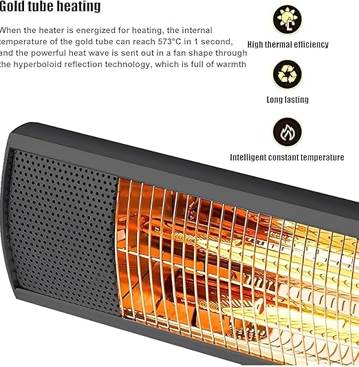 1500W Electric Tripod Patio Heater | Infrared Indoor & Outdoor Radiant Heater | Remote Control Included | Height Adjustable Tripod Stand | Instant Heat | IP34 Waterproof | Black