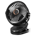 Rechargeable Clip-On Fan with LED Night Light (Black)