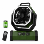 Cordless Oscillating Camping Fan with LED Light